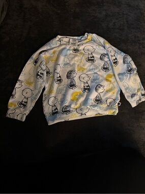 Kids Peanuts Graphic Sweatshirt - White with Blue & Yellow